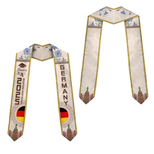 Mostefy Personalized Germany Graduation Stole Sash 2025, Custom Germans Grad Sash, German Stole for Graduation Students2