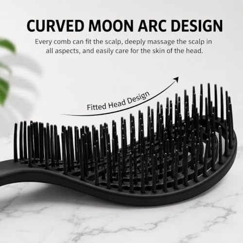 Image of Detangling Hair Brush for Women & Men- Anti Hair Fall Comb for Curly, Wavy & Straight Hair | Hair Straightening Brush, Wet & Dry Styling Brush | Scalp Massager, Frizz Control & Tangle (vented paddle Black)