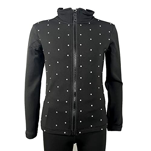 LIUHUO Figure Skating Pants Jackets Sets Training Wear Girls Black Shiny Rhinestone Sets