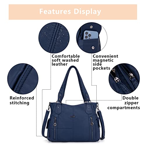 Image of Angel Kiss Handbags for Womens Top-Handle Hobo Purse Roomy Casual Shoulder Bags PU Tote Satchel Purse for Women