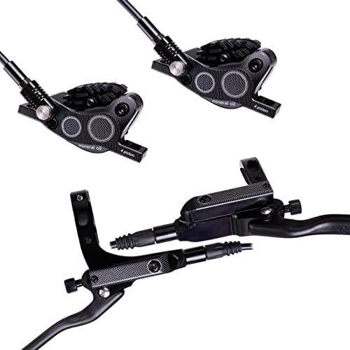 Jheuayk Mtb Hydraulic Brakes Set, Aluminum Alloy Bicycle Oil Pressure 4 Piston Driving Brake Caliper, Hydraulic Disc Brake-Black #TOP1