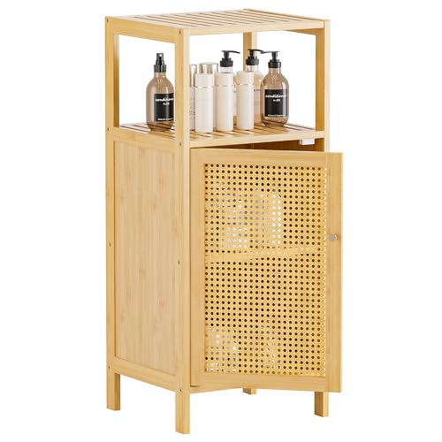HITNET Rattan Badezimmerschrank, Kleiner Bambus Badschrank mit...