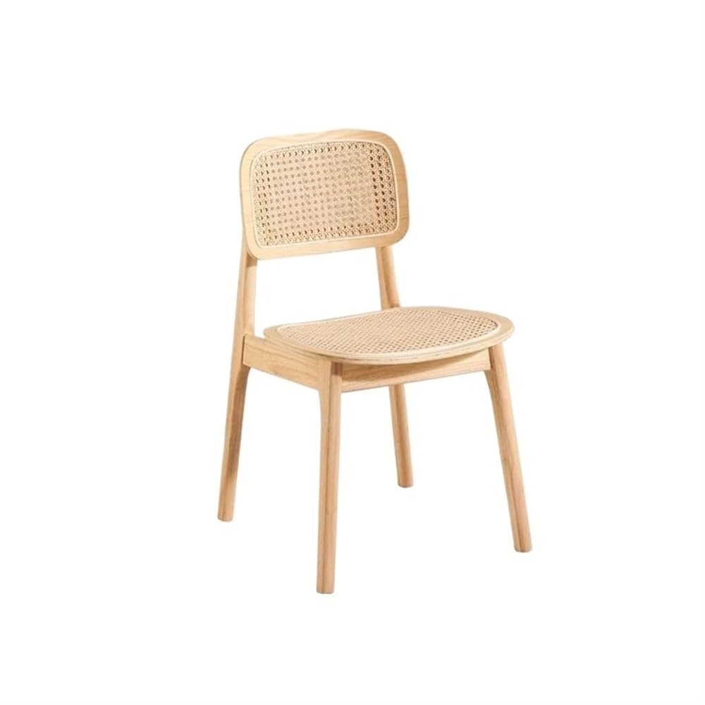 Stool, Farmhouse Dining Chair Mid-Century Modern Rattan Retro Weave Side Chairs for Room Kitchen Living(Natural)