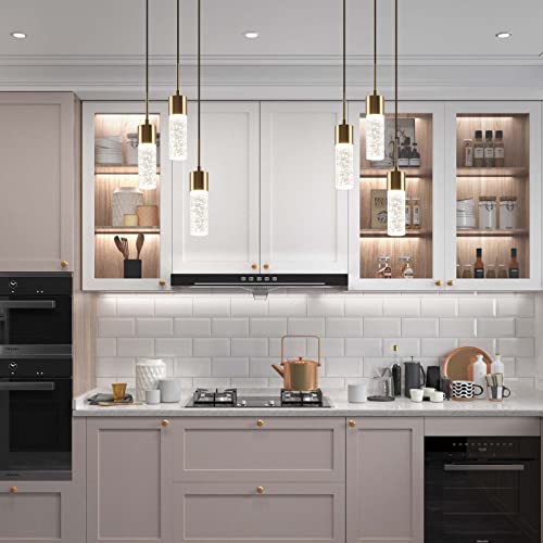 Brass Pendant Light Crystal Column, Led Pendant Lights, Pendant Lights 3-Light，Crystal Pendant Lights, Pendant Light Fixtures, Pendant Lighting For Kitchen Island, Dining Room, Bedroom (3000K) #TOP6