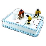 COXIMUS backen und mehr Tortendekoration Eishockey mit drei Spielern und Tor | Tortendeko Kindergeburtstag und Geburtstag | Motivtorte Eishockey