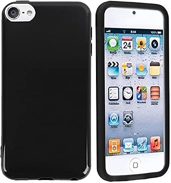 Compatible iPod Touch 5/6/7 Case, Glossy Black TPU Soft Slim Cover Skin