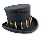 Funk Plus Bullet Shell Leather Hat Band Cowboy Hats, Steampunk Tophats Costume Rock Hat Slash Hat, Black