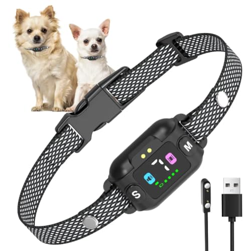 SPEAKY Bark Collar – No Shock Dog Bark Collar for Small and Medium Dogs – 7 Sensitivity Levels – Beep & Vibration – Smart Bark Detection – Magnetic Recharge – IPX7 Waterproof