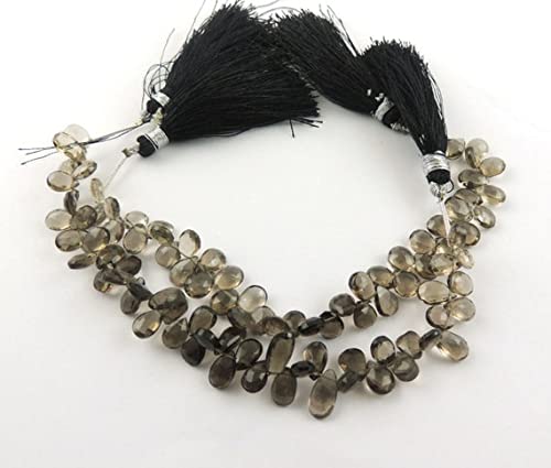 Quartz fumé briolette poire facettée de qualité supérieure pour joaillerie artisanale