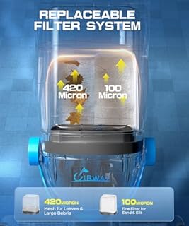 UIRWAY V3 Cordless Pool Vacuum for Above Ground Pools, Upgraded 26.5 GPM Powerful Suction, IPX8 Handheld Rechargeable Cleaner 2 Vacuum Heads & 4 Filter Bags, 1H Runtime, Portable for Inground Pools