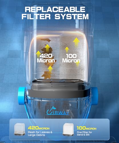 UIRWAY V3 Poolsauger Akku Bodensauger, Absaugung bis zu 6000 L/H, IPX8 Handpoolsauger mit Pool Sauger akku elektrisch, 2 Saugköpfe & 4 Filter, 60 Minuten Laufzeit, Für Einbaupools & Whirlpool