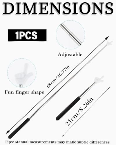 KGDUYC Zeigestab Ausziehbar, Teleskop Lehrer Zeiger, Versenkbare Klassenzimmer,Finger Zeigestock, Edelstahl Kinder Ausziehbarer Zeigestab für Klassenzimmer Persönliche Interaktion - Schwarz