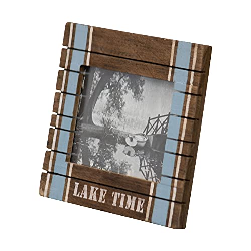 Foreside Home & Garden Blue Stripe 4X6 Inch Lake Time Wood Decorative Picture Frame #TOP6