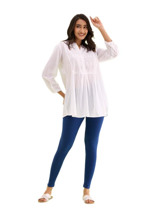 Image of GO COLORS Soft Cotton Stretch Ankle Length Leggings for Women | Breathable