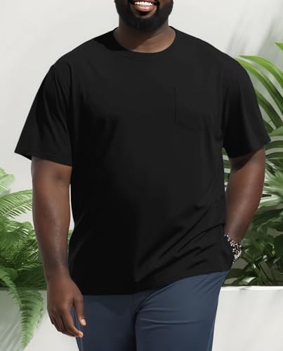 Big and Tall T-Shirts with Pocket for Men, 3XL-8XL Plus Size Basic Short Sleeve Casual Tees for Work Daily3