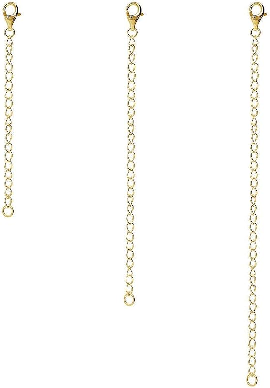 Sterling Silver Chain Extension Yellow Gold Flashed, 3 Piece