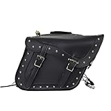 Motorcycle Saddle Bags Studded PVC Motorcycle Luggage Bag with Gun Holsters For Softails Sportsters and Choppers Waterproof Tool Bags For Motorcycle (14' x 6' x 10.5', With Studs, Black PVC)