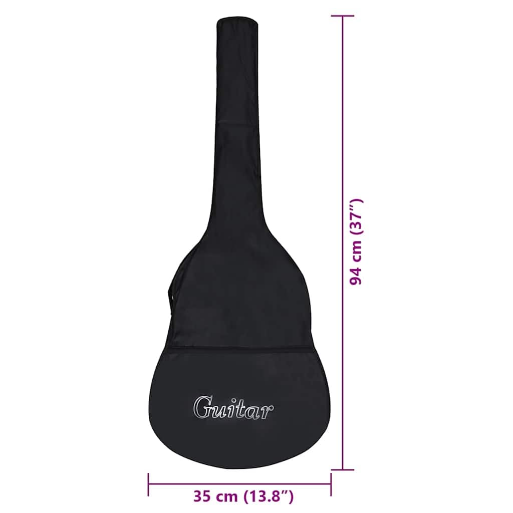 3/4 Klassikgitarre aus Lindenholz mit schwarzer Tasche 36 Zoll 91,5 cm, Hartplastikknöpfe, für Unterricht Zuhause Lernen, für Konzert Bühne Reise, inkl. Tasche