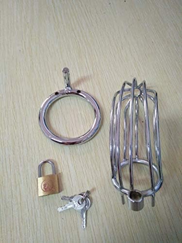 HHXXCC Male's Stainless Steel Male Equipment cage True Stainless Steel 45 mm Ring