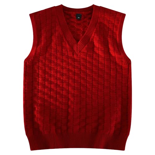 Men's Loose Sweater Vest Lightweight V-Neck Cotton Vests Pullover Winter Solid Color Men Sweater Tank