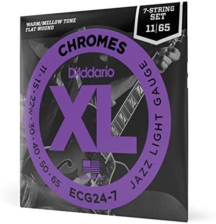 D'Addario Guitar Strings - XL Chromes Electric Guitar Strings - Flat Wound - Polished for Ultra-Smooth Feel and Warm, Mellow Tone - ECG24 - Jazz Light, 11-50, 1-Pack