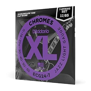 D’Addario Chromes ECG24-7 Cordes à filet plat pour guitare électrique 7 cordes Jazz Light 11-65 & EXL110-7 Cordes en… - Les Beatles, Paul McCartney, John Lennon, RIngo Starr, George Harrison D'Addario Chromes ECG24-7 Cordes à filet plat pour guitare électrique 7 cordes Jazz Light 11-65 & EXL110-7 Cordes en… – Image 2