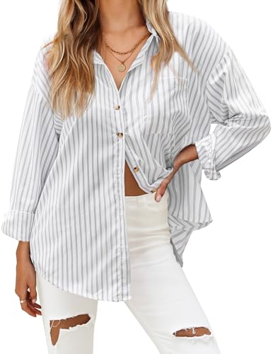 HOTOUCH Striped Button Down Shirts for Women 2025 Fall Long
