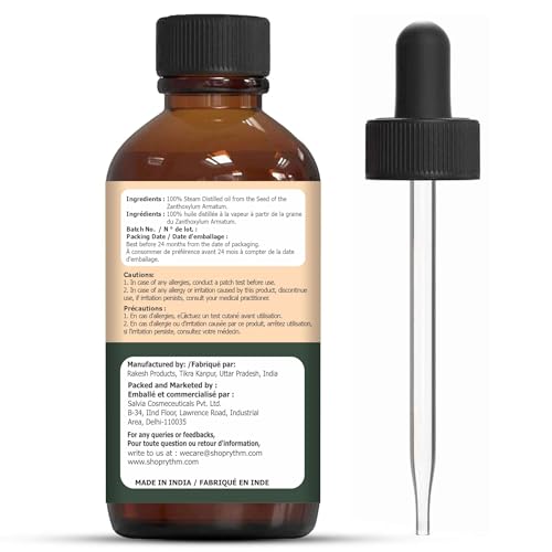 Image of Organic Zing Xanthoxylum (Zanthoxylum) Oil | Pure & Natural Steam Distilled Essential Oil for Aroma, Diffusers & Massage- 30ml /1.01fl oz