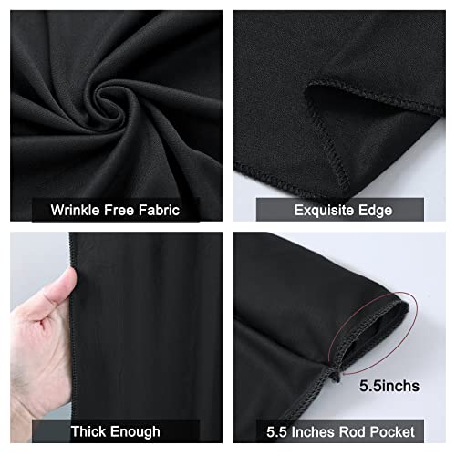 Image of 30x10ft Black Backdrop Curtain for Wedding Parties Wrinkle Free Fabric Black Drapes Backdrop Decoration for Baby Shower Birthday Photography Decoration 6 Panels, 5ft x 10ft