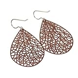 Pretty Smart Filigree Dangle Earrings Lightweight Teardrop Leaf Cutout on Hypoallergenic Titanium Ho