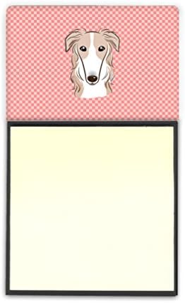 Caroline's Treasures Checkerboard Pink Borzoi Refillable Sticky Note Holder or Postit Note Dispenser, 3.25 by 5.5", Multicolor image 2