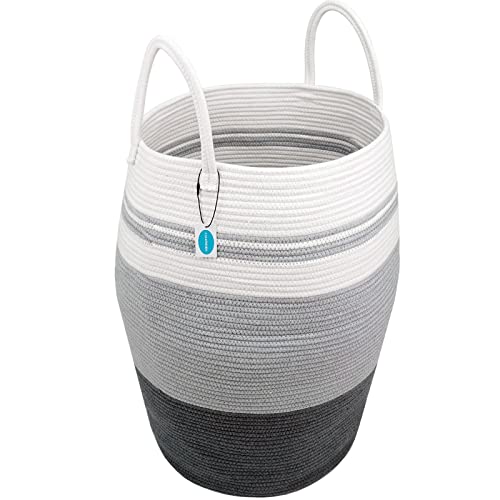 Casaphoria Extra Large Woven Cotton Rope Storage Basket With Handles For Organizing,Tall Woven Baskets For Clothes Blanket Pillows,Oversized Versatile Laundry Hamper For Bathroom Livingroom Bedroom #TOP7