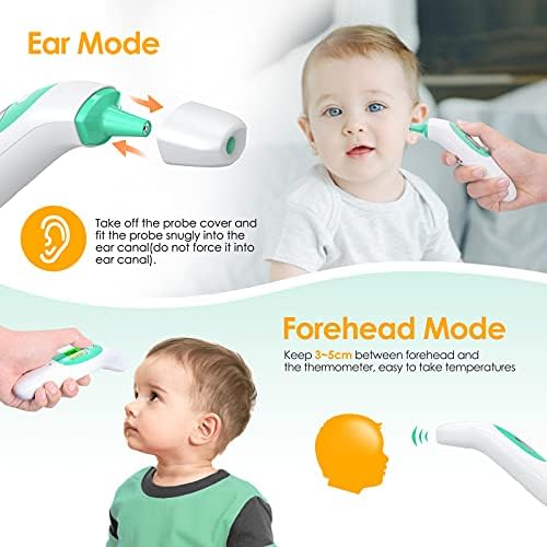 Infrared Digital Ear and Forehead Thermometer, KKmier Non Contact Medical Temperature Thermometer for Adults Children Baby and Object Surface High Temperature Alarm CE