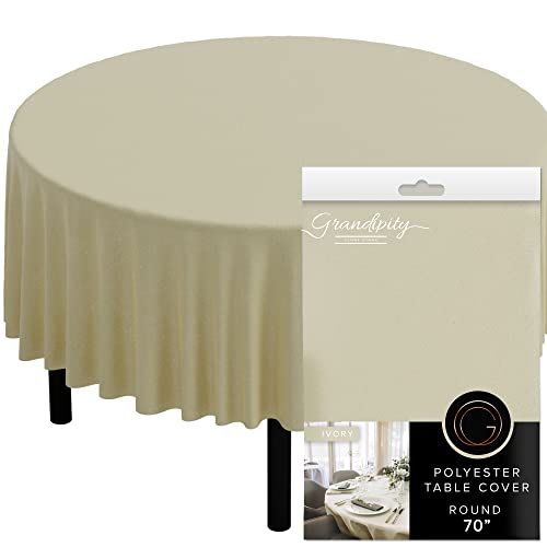 Grandipity Runde Tischdecke (elfenbeinfarbene Tischdecken - 178 cm) - Polyester-Tischdecke - flecken- und knitterfest, waschbare Polyester-Tischdecken - dekorative Stoff-Tischdecken (1 Packung) Cover