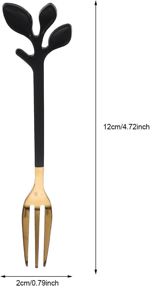 8 Piece Stainless Metal Leaf-shaped Dessert Forks for Tasting