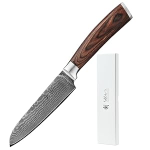 Wakoli EDIB Santoku Messer 12,5cm – Damastmesser aus 67 Lagen Damaststahl