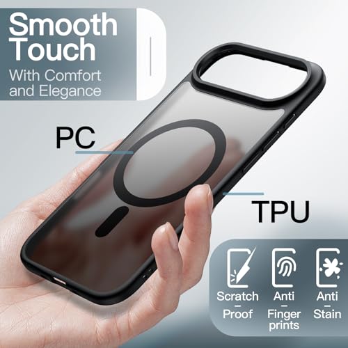 Image of JETech Magnetic Case for iPhone Air Compatible with MagSafe, Translucent Matte Back Slim Minimalist Shockproof Phone Cover, 6.5-Inch Display (Black)