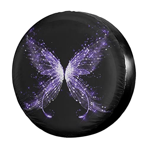 Image of Delerain Purple Butterfly Spare Tire Covers for RV Trailer SUV Truck and Many Vehicle, Wheel Covers Sun Protector Waterproof (16 Inch for Diameter 29 inch-31 inch)