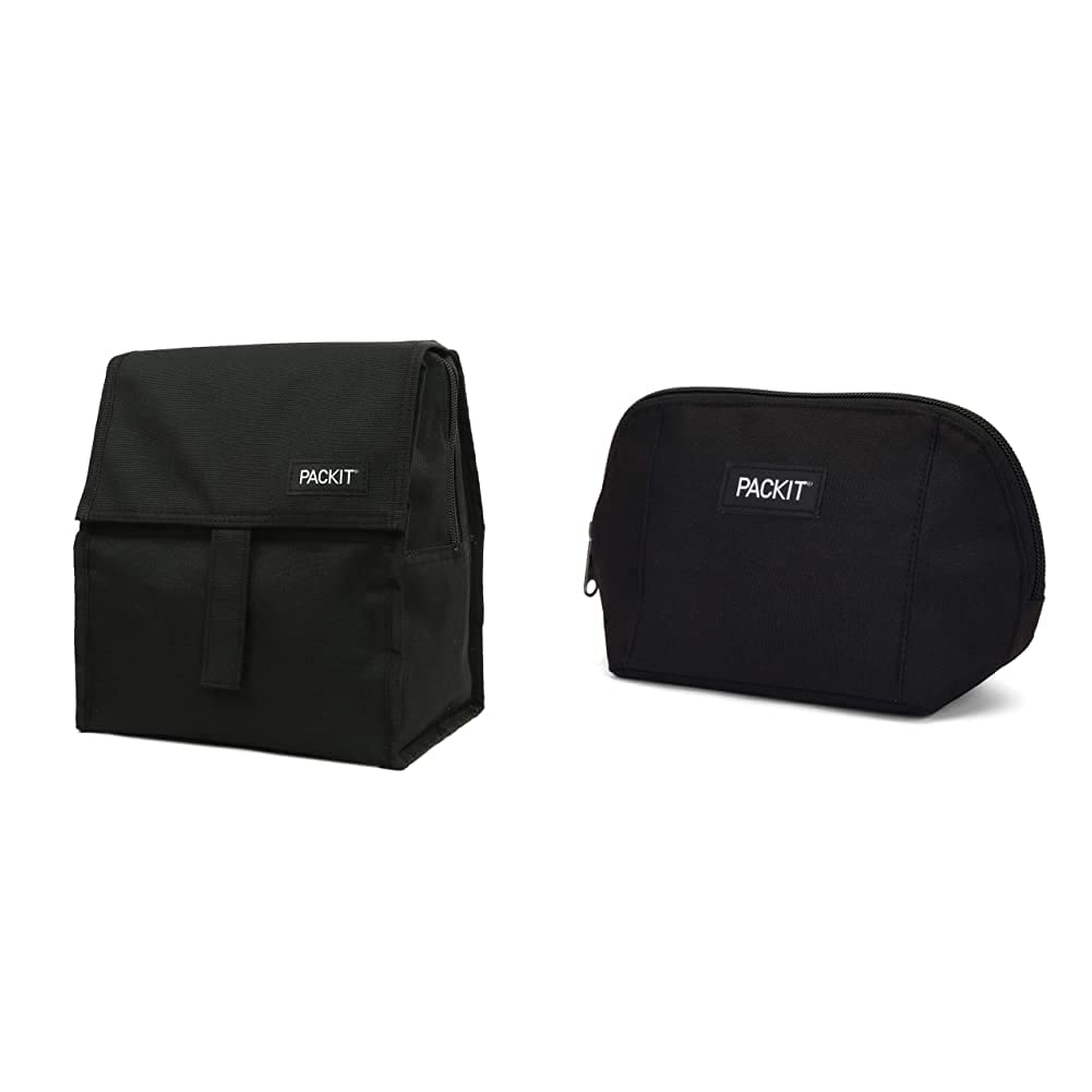 packit freezable lunch bag with zip closure black