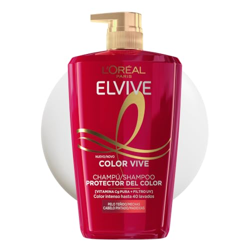 L’Oréal Paris Elvive Color Vive Champú Protector para Pelo Teñido, 1L | Vitamina Cg Pura y Filtros UV, Protege y Nutre el Cabello Teñido, Ayuda a Prolongar la Intensidad del Color, Color Vive