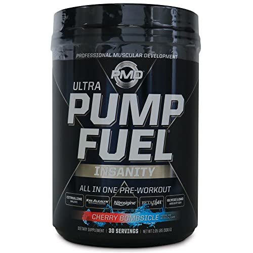 Pmd Sports Ultra Pump Fuel Insanity - Pre Workout Drink Mix For Energy, Strength, Endurance, Recovery - Complex Carbohydrates And Amino Energy - Cherry Bombsicle (30 Servings) #TOP8