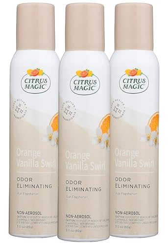 Image of Citrus Magic Odor Eliminating Air Freshener Spray Orange-Vanilla Swirl, 3-Ounce, Pack of 3, 3.0 oz, 3 Count