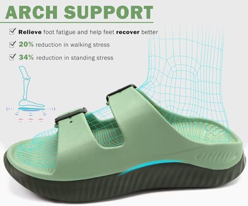 Image of KuaiLu Womens Recovery Sandals With Comfortable Plantar Fasciitis Arch Support, Orthotic Adjustable Thick Cushion Sport Slides Reduces Stress on Feet, Joints & Back Post-Exercise