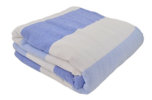 Infusezen Large Turkish Towel With Soft Terryback, Striped Peshtemal Terry Back Turkish Bath Towel, Gym And Beach Towel, Thin Oversized Hammam Towel, Plus Size Fouta, Big Bath Sheet (Royal Blue) #TOP1