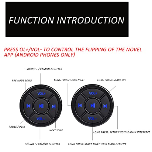 Lobamop Bluetooth ohne Knopf, Multimedia, Fernbedienung, Auto, Motorrad, Fahrrad, Lenkrad, Musik, Fernbedienung für Telefon, Tablet