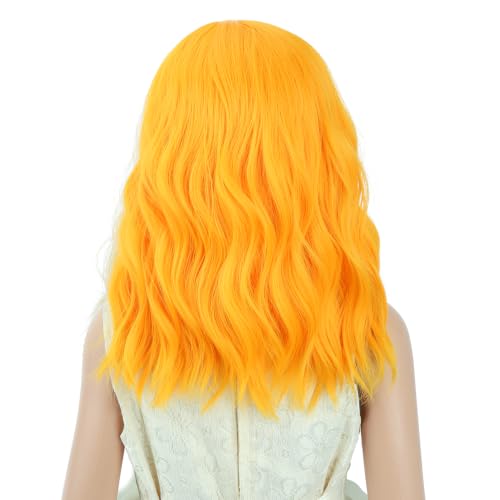 Image of PATTNIUM Orange Wig for Kids Girls Short Curly Wavy Wigs Side Part Shoulder Length Heat Resistant Synthetic Wig Halloween Cosplay Costume Party Wigs