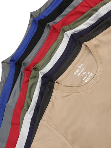 10 Pack Boys Youth Mesh Quick Dry T Shirts Short Sleeve Athletic Shirt Moisture Wicking Performance Tees for 7-16Y4