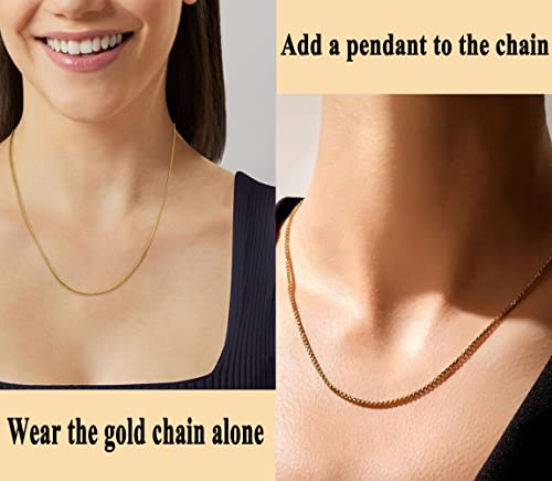 Reoxvo 2Mm Thin Gold Chain For Men Boys Gold Necklace Mens 18K Gold Plated Chains For Men Necklaces 20 Inch #TOP3