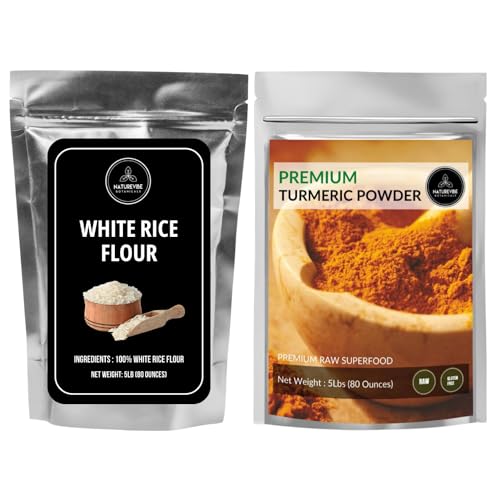 Naturevibe Botanicals White Rice Flour 5lb and Turmeric Root Powder 5lbs| Bulk Combo image 5