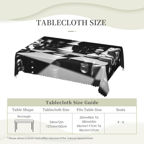 Nappe rectangulaire noire et blanche imperméable anti-déversement lavable 137x183 - 7
